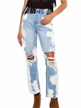 KanCan NWT 90s boyfriend bleached jeans, size 24
